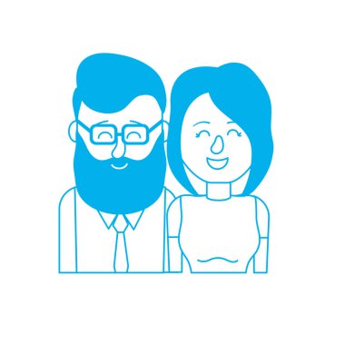 siluet saç modeli tasarımı ile güzel bir çift illüstrasyon vektör