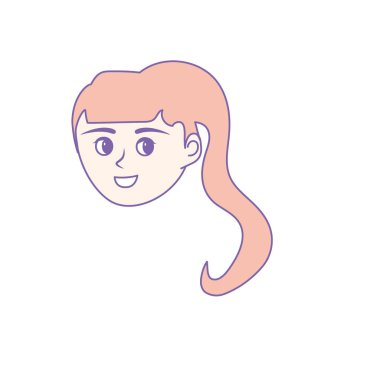 Avatar mutlu kadın yüz saç modeli tasarım vektör çizim ile