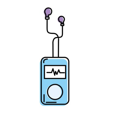 kalp ritmi ve kulaklık vektör çizim ile MP3 çalar