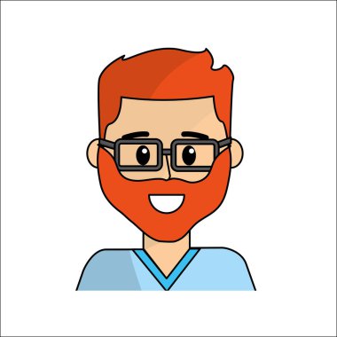 insanlar, mutlu yüz adam gözlük simgesiyle illüstrasyon tasarım vektör