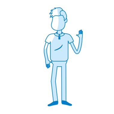 siluet sevimli adam elinizi kaldırın ve güzel giyim, vektör çizim