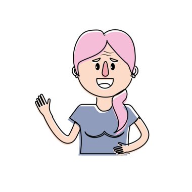 saç modeli tasarım vektör illüstrasyon ile yaşlı kadın