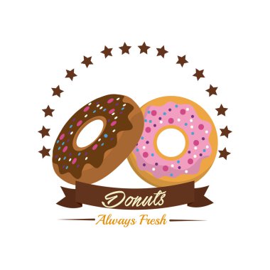 amblem donut ekmek şerit ve yıldız, vektör çizim ile