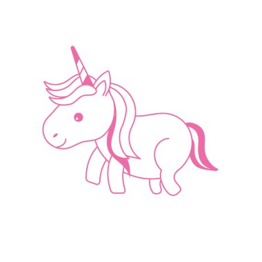 siluet güzel tek boynuzlu at boynuz ve saç modeli tasarım vektör çizim ile