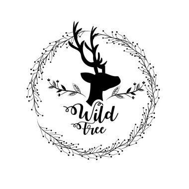 geyik vahşi hayvan vektör çizim etrafında dalları