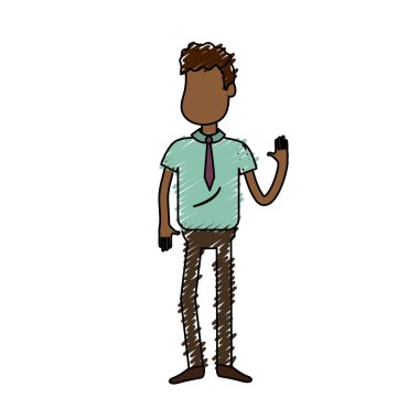 elinizi kaldırın ve güzel giyim, vektör çizim ile şirin adam