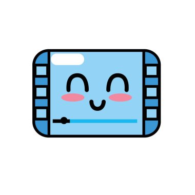 Kawaii şirin mutlu video ekranının vektör çizim