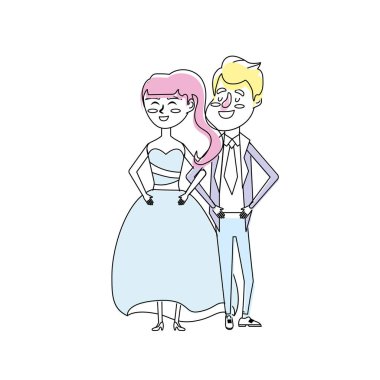 mutlu çift birlikte ve romantik kutlama vektör illüstrasyon