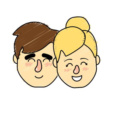 Avatar çift kafa saç modeli tasarımı ile illüstrasyon vektör