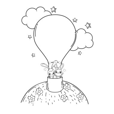 Sevgililer günü tebrik kartı sevimli tavşan ile. Vektör çizim