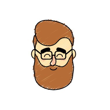 Avatar adam kafa saç modeli tasarımı ile illüstrasyon vektör