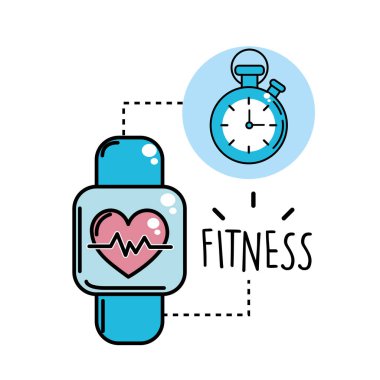 SmartWatch kalp atışı içinde ve choronometer, vektör çizim ile