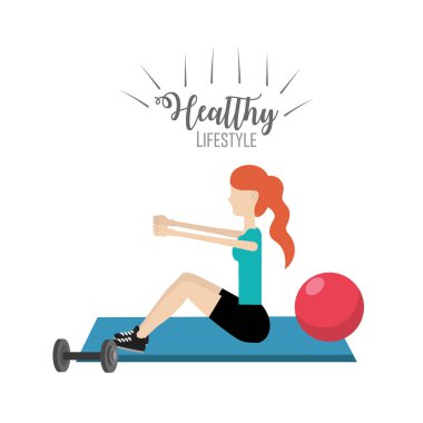 Kadın sağlıklı yaşam tarzı egzersiz vektör çizimi yapmak için