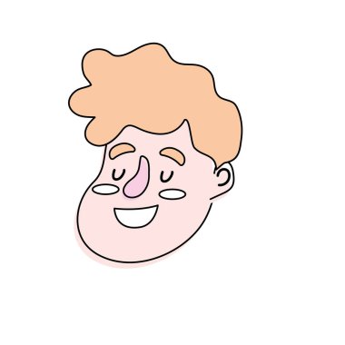 Avatar mutlu adam yüz saç modeli tasarım vektör çizim ile