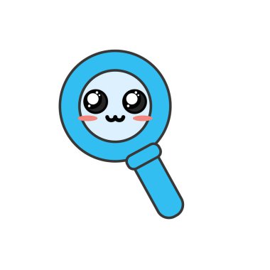 Kawaii şirin ihale Büyüteç vektör çizim