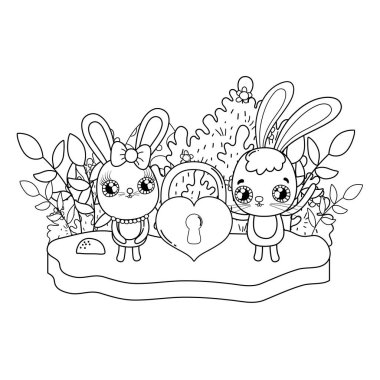 Sevgililer günü tebrik kartı sevimli tavşan ile. Vektör çizim