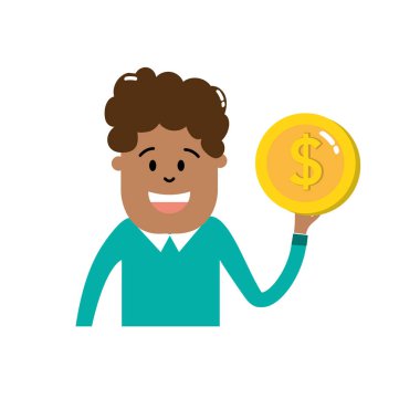 el vektör illüstrasyon sikke nakit para ile adam