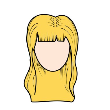 sevimli kadın yüz saç modeli, vektör çizim ile