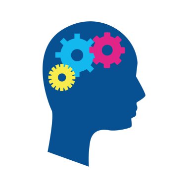 siluet insan adam ve dişli süreci, vektör çizim tasarım