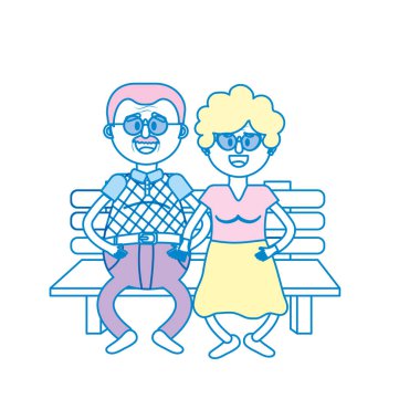 saç modeli vektör çizim ile sandalyede yaşlı çift