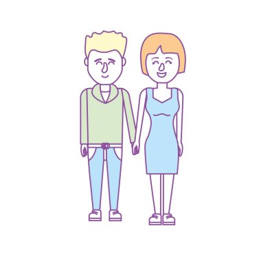 güzel bir saç modeli tasarımı ile çift illüstrasyon vektör