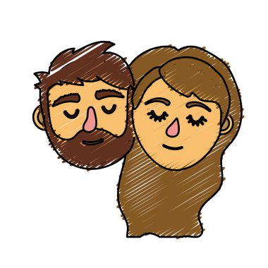 kaç sevgilisi merkez kapalı gözler ve saç modeli vektör illystration