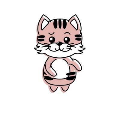 şirin kedi vahşi hayvan yüz ifade vektör çizim ile