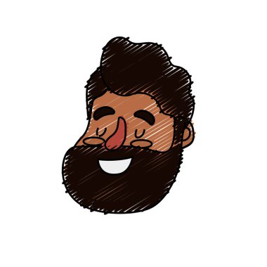 Avatar mutlu adam yüz saç modeli tasarım vektör çizim ile