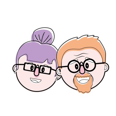 yaşlı çift yüz saç modeli vektör çizim ile