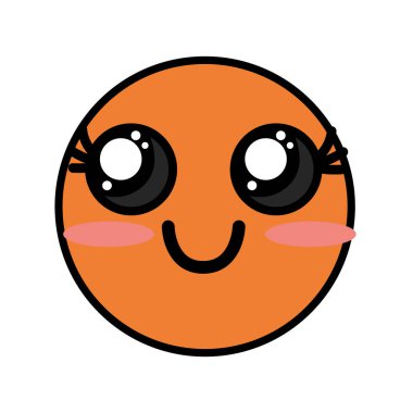 şirin kawaii güzel yüz gülümseme ve mutlu vektör çizim