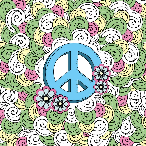 Symbole Emblème Hippie Avec Illustration Vectorielle Conception Ornementale — Image vectorielle