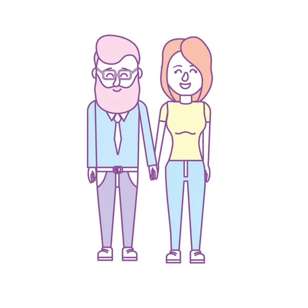 Bonita Pareja Con Diseño Peinado Vector Ilustración — Archivo Imágenes Vectoriales