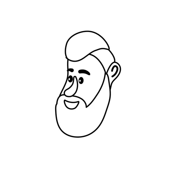 Linha Avatar Cara Homem Com Penteado Design Vetor Ilustração — Vetor de Stock