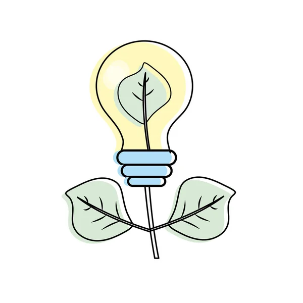 Energie Lamp Plant Met Bladeren Naar Ecologie Zorg Vectorillustratie — Stockvector