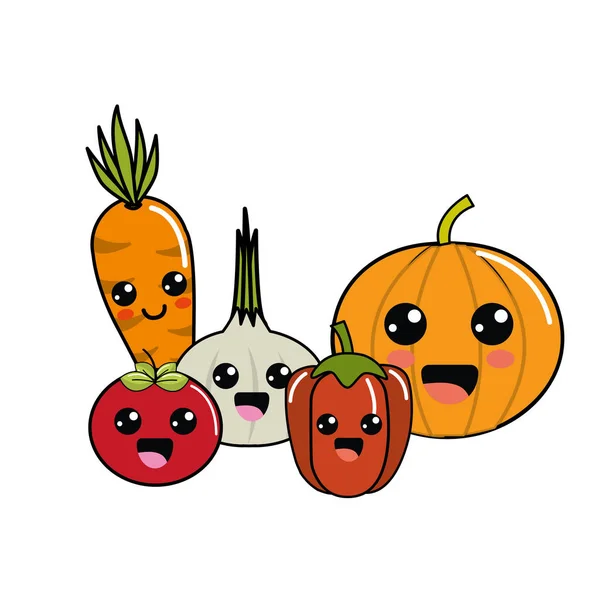 Kawaii Happys Vegetables Icon Vector Illustration Design Image — ストックベクタ