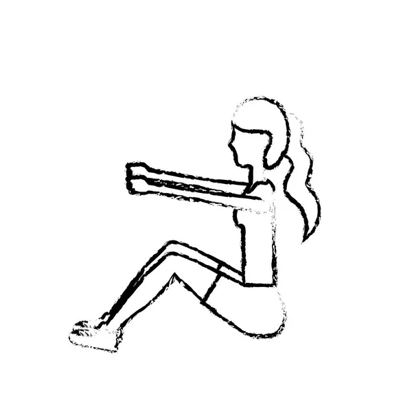 Рисунок Здоровой Женщины Делать Упражнения Векторные Иллюстрации Дизайн — стоковый вектор