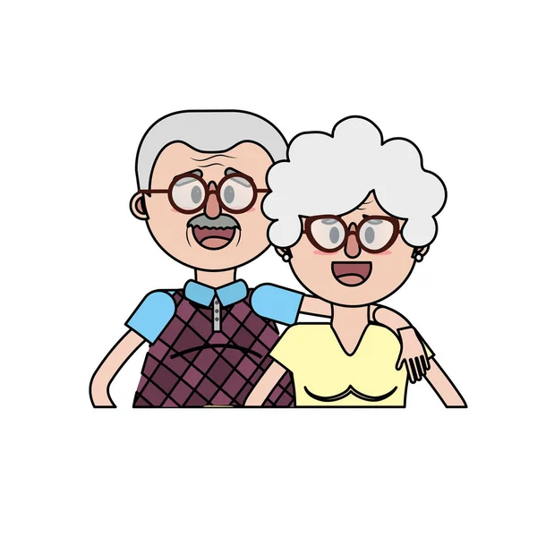Old Couple Hairstyle Glasses Vector Illustration — Stock Vector