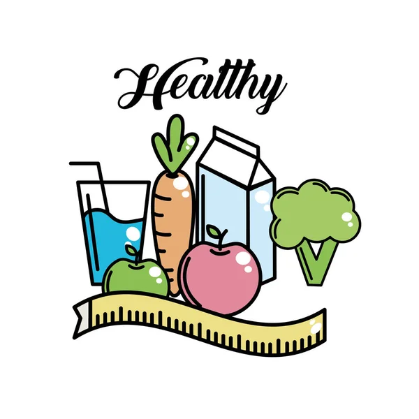 Comida Heathy Actividad Del Estilo Vida Aptitud Ilustración Del Vector — Archivo Imágenes Vectoriales