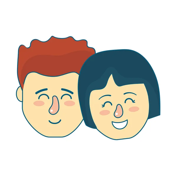 Cabeça Casal Avatar Com Desenho Penteado Ilustração Vetorial — Vetor de Stock