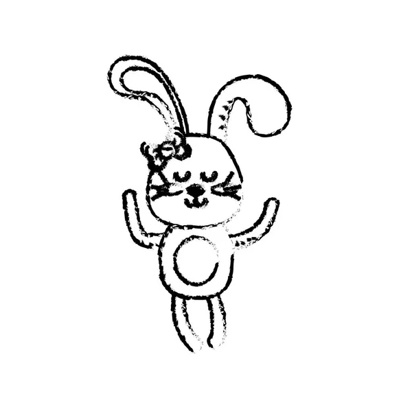 Figur Niedlich Kaninchen Mädchen Wild Tier Charakter Vektor Illustration — Stockvektor