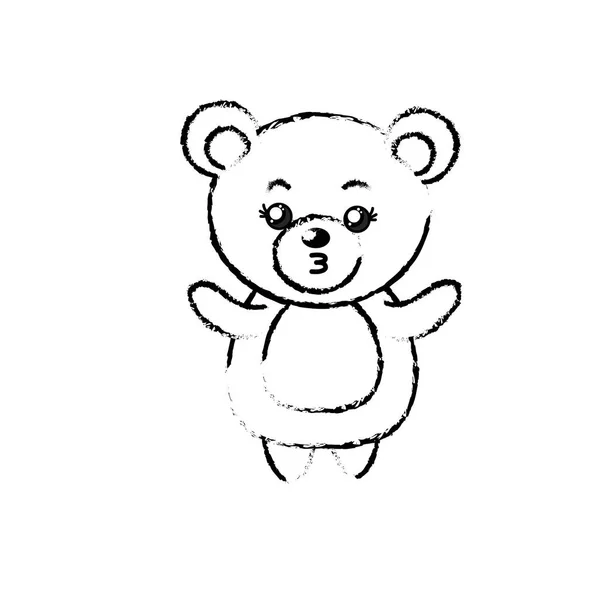 Figure Cute Bear Wild Animal Face Expression Vector Illustration — Stock Vector