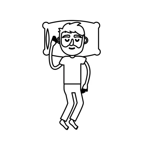 Γραμμή Άνθρωπος Χτένισμα Desing Ύπνου Εικονογράφηση Διάνυσμα — Διανυσματικό Αρχείο