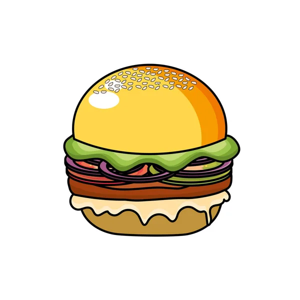 Köstliche Hamburger Fast Food Mahlzeit Vektorillustration — Stockvektor