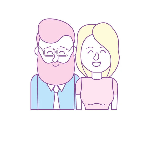 Belo Casal Com Desenho Penteado Ilustração Vetorial — Vetor de Stock