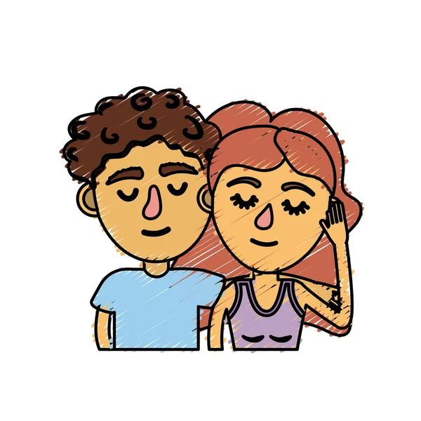 Amante Casal Juntamente Com Penteado Design Vetor Ilustração — Vetor de Stock