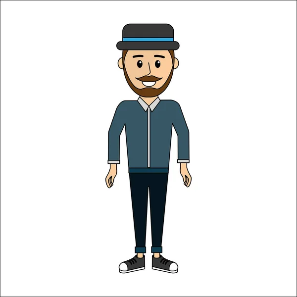 Personas Hombre Con Tela Casual Sombrero Avatar Icono Imagen Ilustración — Archivo Imágenes Vectoriales