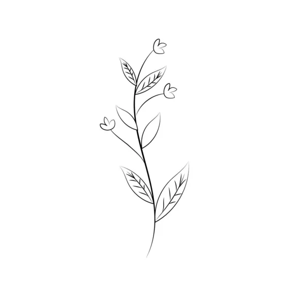 ラインと素朴な枝の葉し 花のベクトル イラスト — ストックベクタ