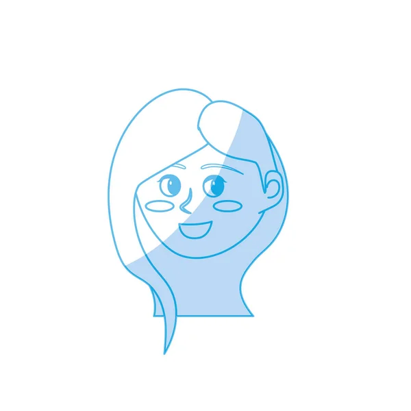 Silueta Avatar Feliz Cara Mujer Con Diseño Peinado Vector Ilustración — Archivo Imágenes Vectoriales