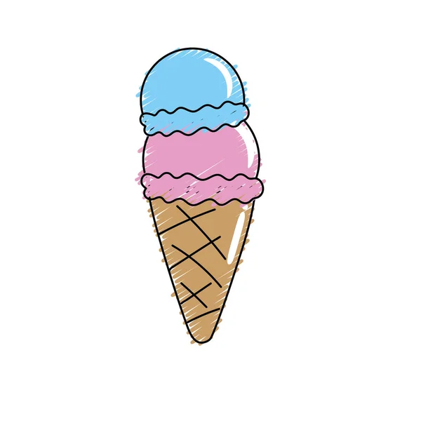 Lezzetli Dondurma Tatlı Tatlı Vektör Çizim — Stok Vektör