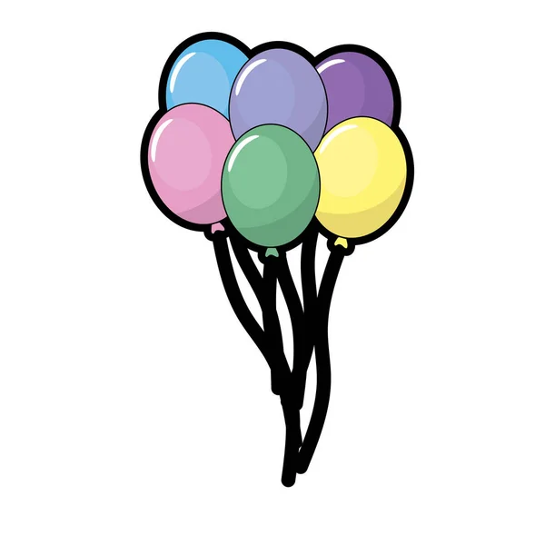 Funny Balloons Decoration Design Flying Vector Illustration — Stock Vector